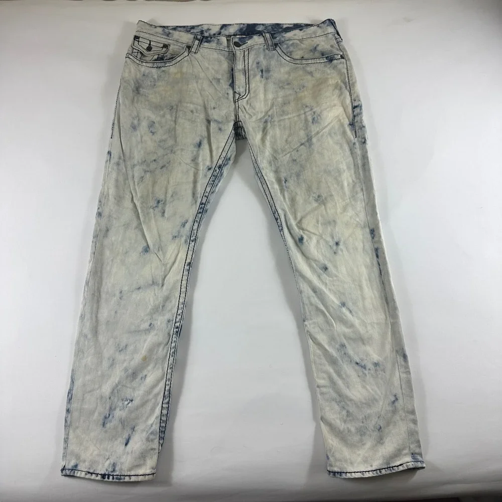 True Religion Mens Size 42 Jeans Acid‎ Wash Denim Straight Leg Pants